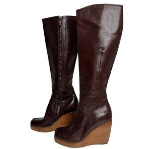 COSTUME NATIONALE FESTIVAL BOHO VNT SKY HIGH WOOD WEDGE GRANOLA BOOTS BADDIE 36